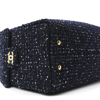 Tweed Quilted Small Chanel 25 Handbag Blue