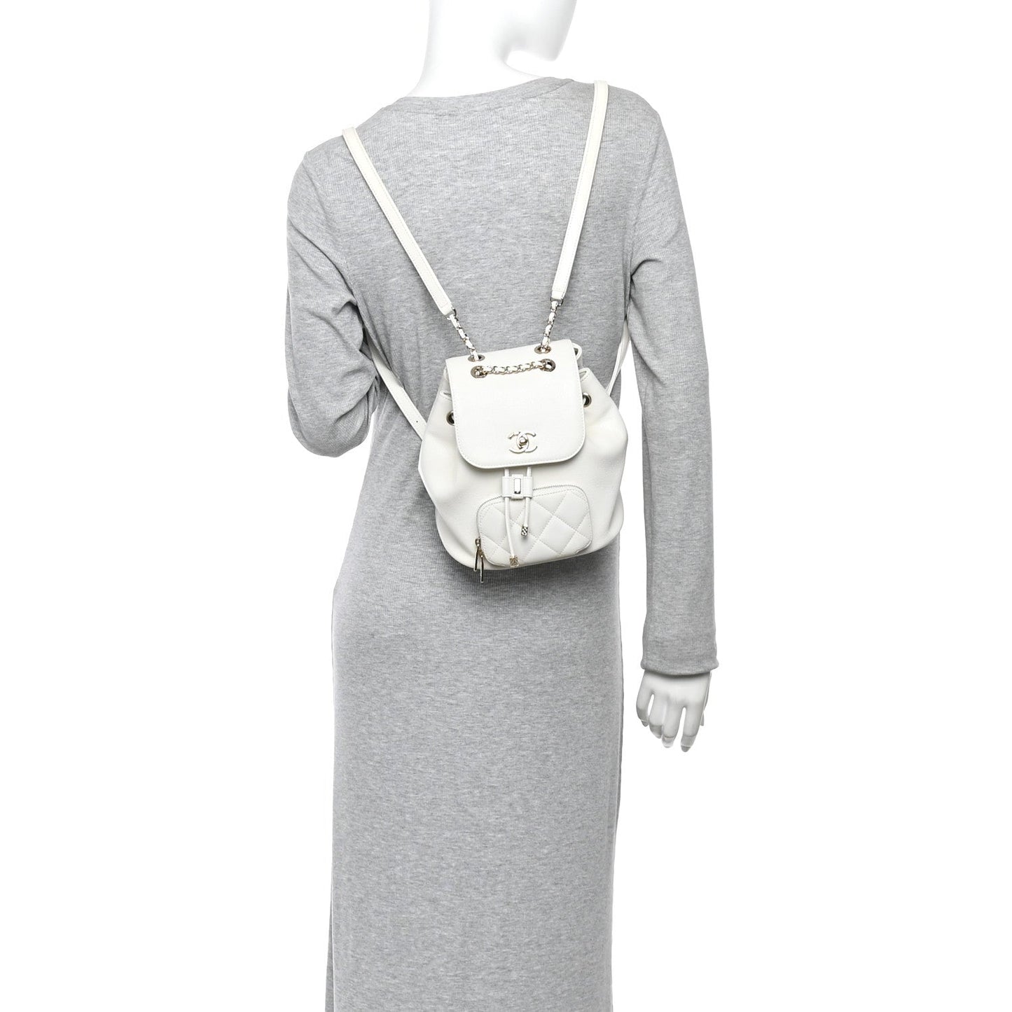 Caviar Quilted Mini Business Affinity Backpack White