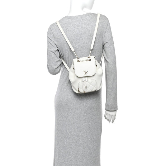 Caviar Quilted Mini Business Affinity Backpack White