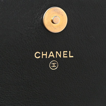 Calfskin Quilted Enchained Wallet On Chain WOC Black
