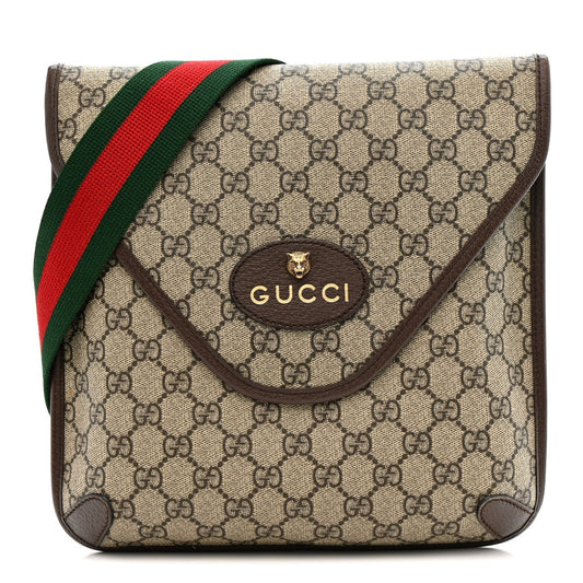 GG Supreme Monogram Web Medium Neo Vintage Flap Messenger Bag Beige New Acero