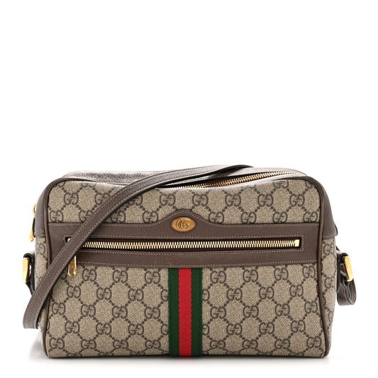 GG Supreme Monogram Web Small Ophidia Shoulder Bag Brown