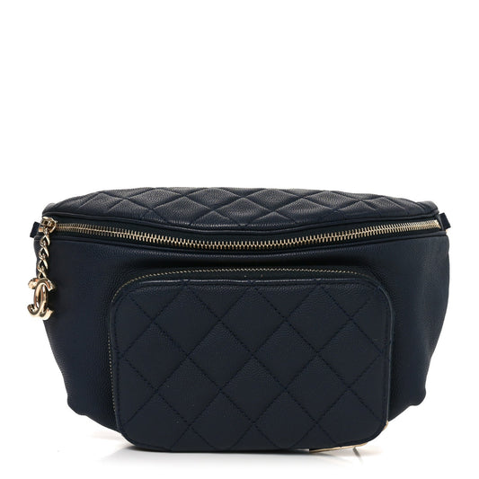 Caviar Quilted Business Affinity Waist Belt Bag Navy