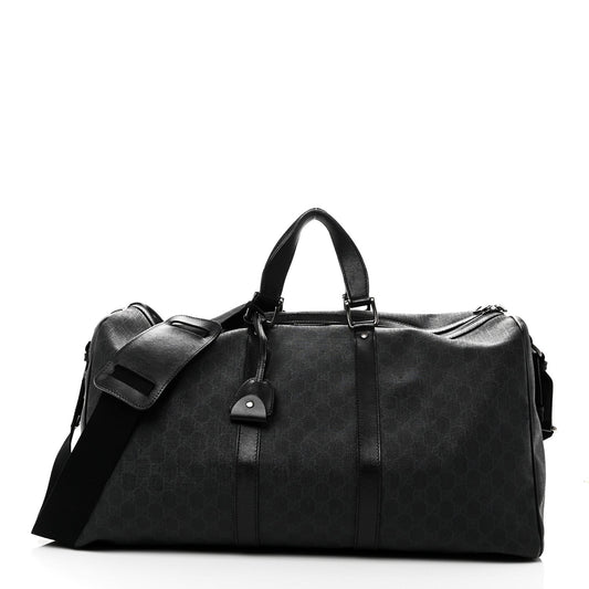 GG Supreme Monogram Medium Carry-On Duffle Bag Black Grey