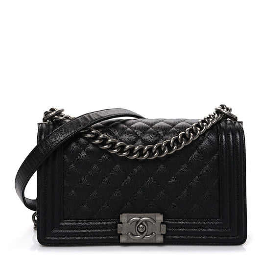 Caviar Quilted Medium Boy Flap Black