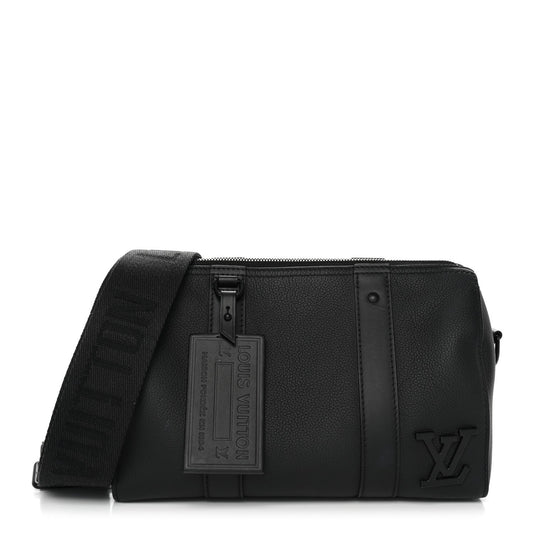 Grained Calfskin Aerogram City Keepall Black