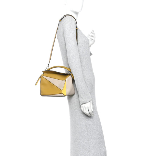 Grained Calfskin Small Puzzle Bag Ocre Yellow