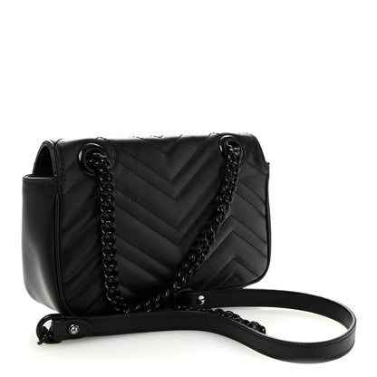 Calfskin Matelasse Monochrome Mini GG Marmont Shoulder Bag Black