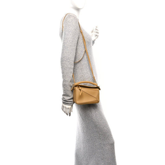 Calfskin Mini Woven Puzzle Bag Sahara