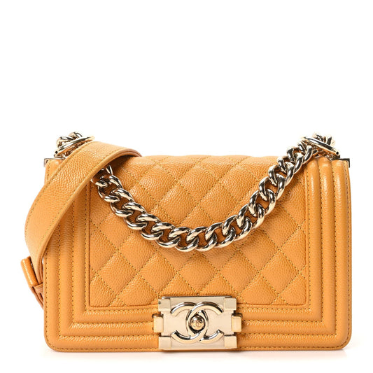 Caviar Quilted Small Boy Flap Yellow
