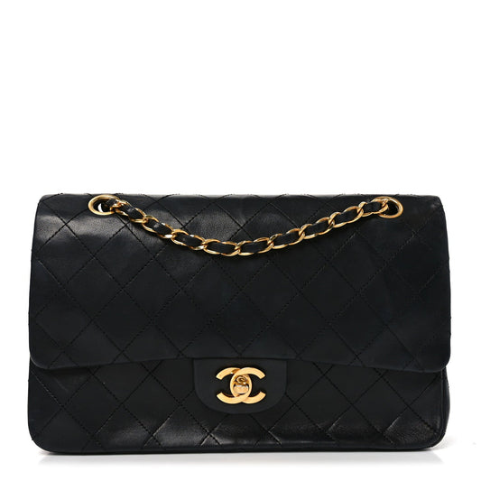 Lambskin Quilted Small Double Flap Black