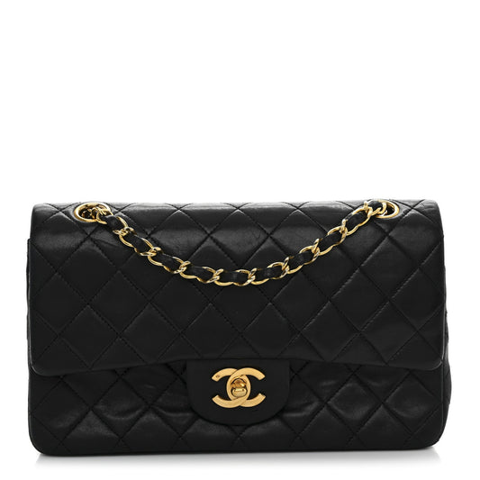 Lambskin Quilted Small Double Flap Black