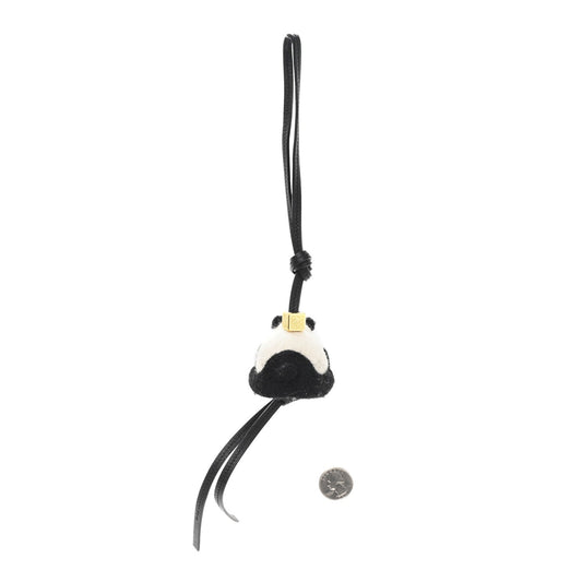Calfskin Felt Panda Bag Charm Black White