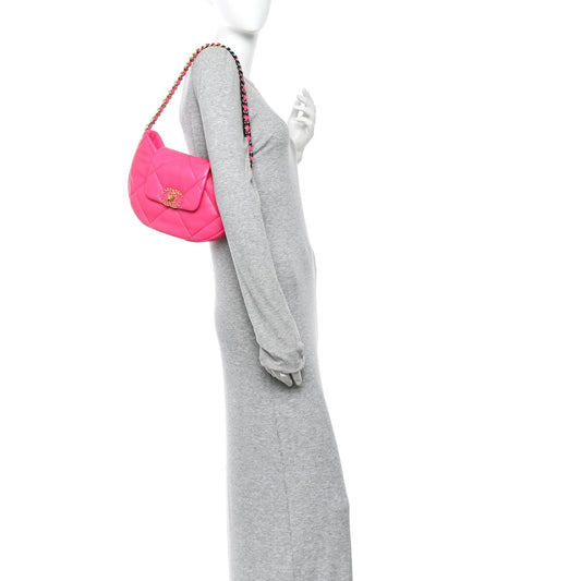 Lambskin Quilted Chanel 19 Hobo Pink