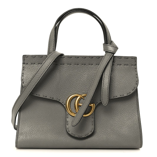 Cellarius Calfskin Mini GG Marmont Top Handle Bag Deep Grey