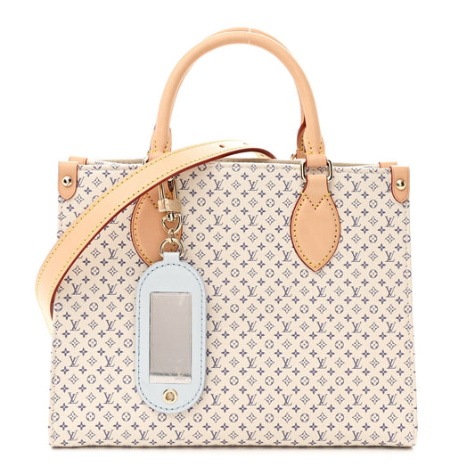 Monogram Damier Calfskin Romance Onthego PM Azure Blue Sand