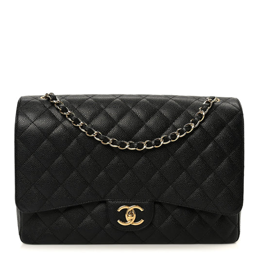 Caviar Quilted Maxi Double Flap Black