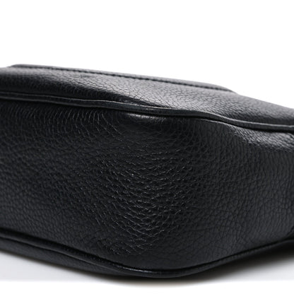 Pebbled Calfskin Small Soho Disco Bag Black