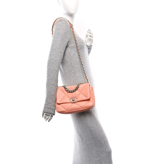Lambskin Quilted Medium Chanel 19 Flap Light Orange
