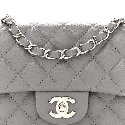 Caviar Quilted Mini Rectangular Flap Grey
