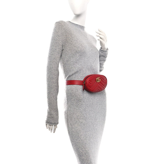 Calfskin Matelasse GG Marmont Belt Bag 75 30 Hibiscus Red