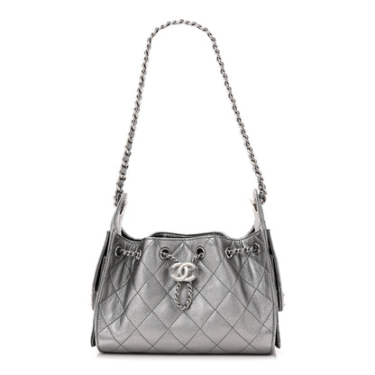 Metallic Caviar Quilted Mini Chanel 25 Handbag Anthracite