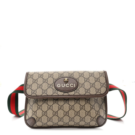 GG Supreme Monogram Neo Vintage Web Belt Bag Brown