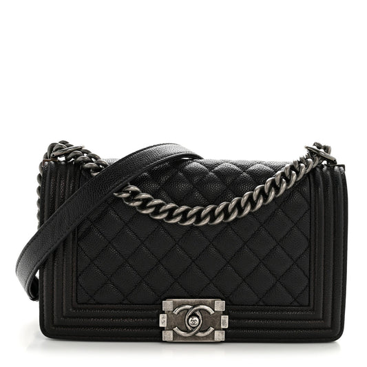 Caviar Quilted Medium Boy Flap Black
