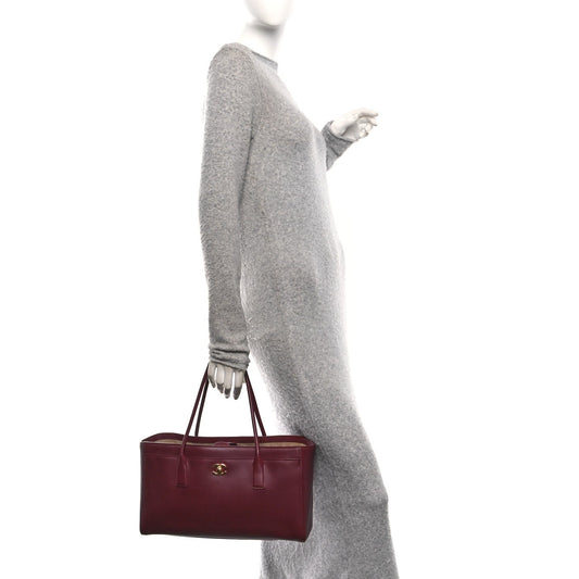 Calfskin Archetype Small Shopping Tote Dark Burgundy