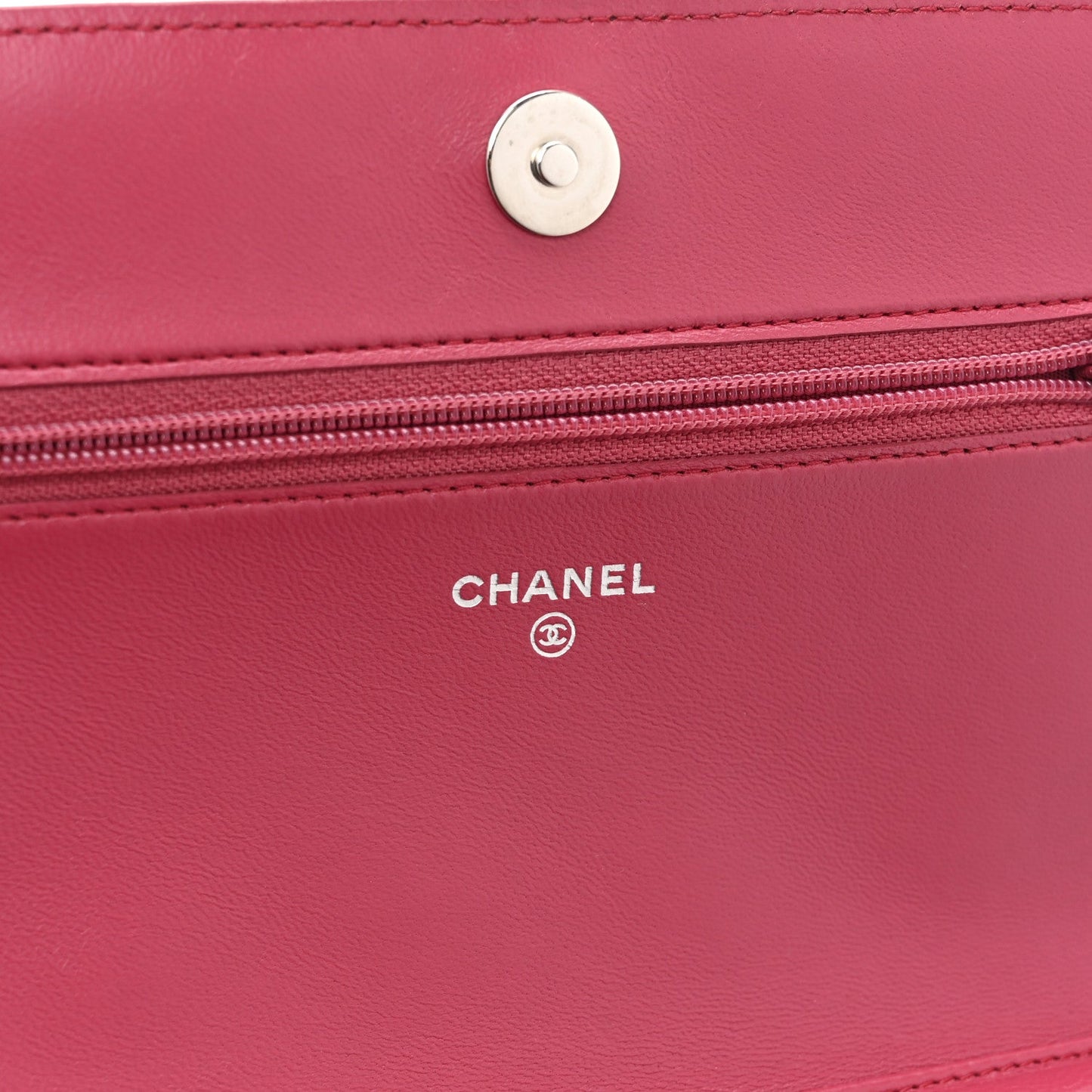 Lambskin Quilted Boy Wallet On Chain WOC Dark Fuchsia