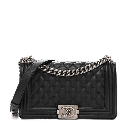Caviar Quilted Medium Boy Flap Black