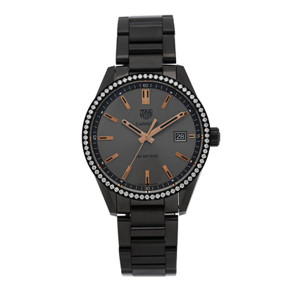 Stainless Steel Diamond Bezel 39mm Carrera Lady Quartz Watch Grey WAR1115
