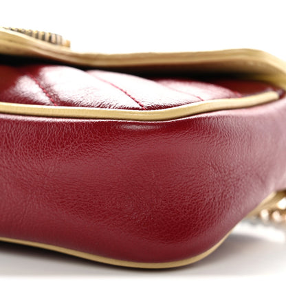 Vintage Effect Calfskin Matelasse Super Mini Torchon GG Marmont Shoulder Bag Black Beige