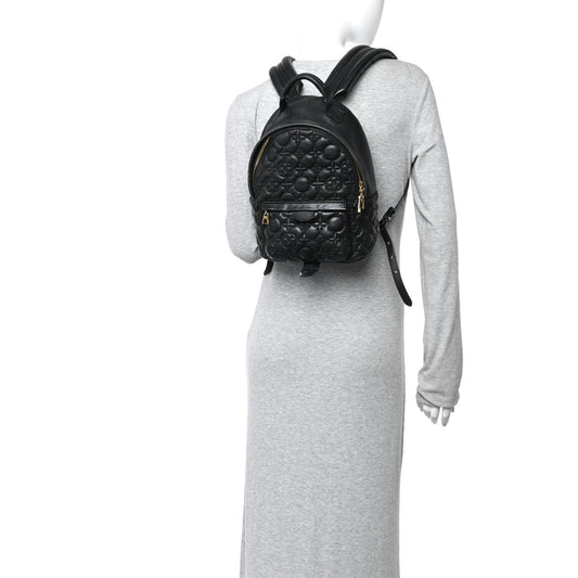Lambskin Flower Quilted Palm Springs Backpack PM Black
