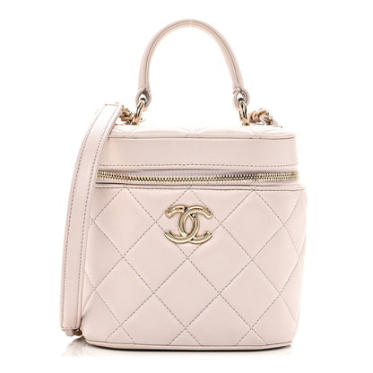 Lambskin Quilted Trendy Vanity Case Lilac