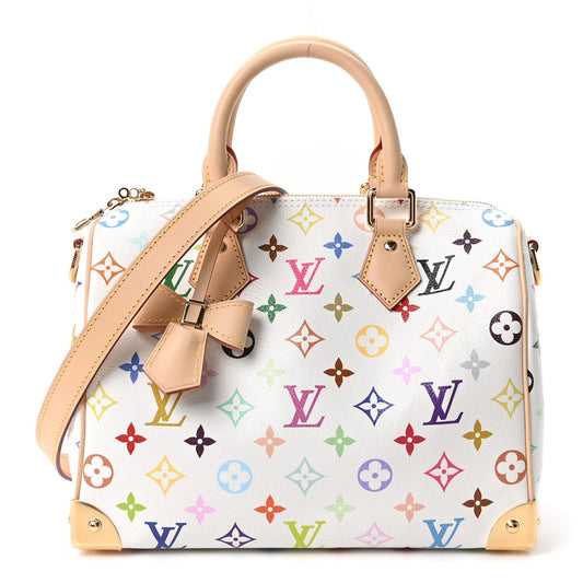 LV X TM Monogram Multicolor Speedy Bandouliere 25 White