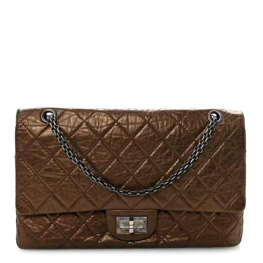 Metallic Aged Calfskin Quilted 2.55 Reissue 227 Flap Bronze