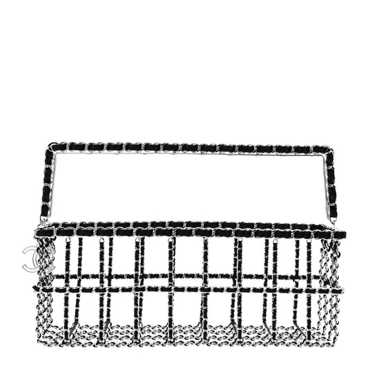 Brass Calfskin Grocery By Chanel Minaudiere Shopping Basket Silver