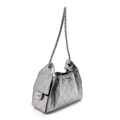Metallic Caviar Quilted Mini Chanel 25 Handbag Anthracite