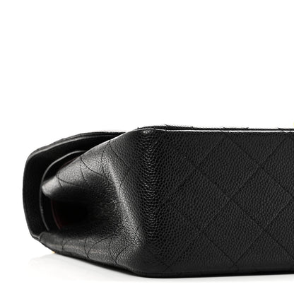 Caviar Quilted Jumbo Double Flap Black