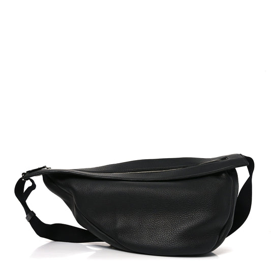 Grained Calfskin Large Slouchy Banana Bag Black