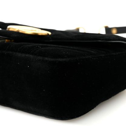 Velvet Matelasse Mini GG Marmont Shoulder Bag Black