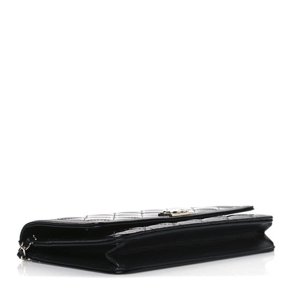 Patent Calfskin Quilted Boy Wallet On Chain WOC Black