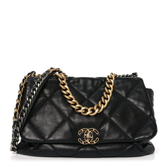 Lambskin Quilted Maxi Chanel 19 Flap Black