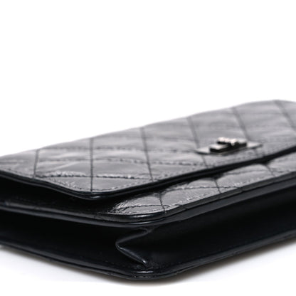 Glazed Aged Calfskin Reissue Wallet On Chain WOC So Black