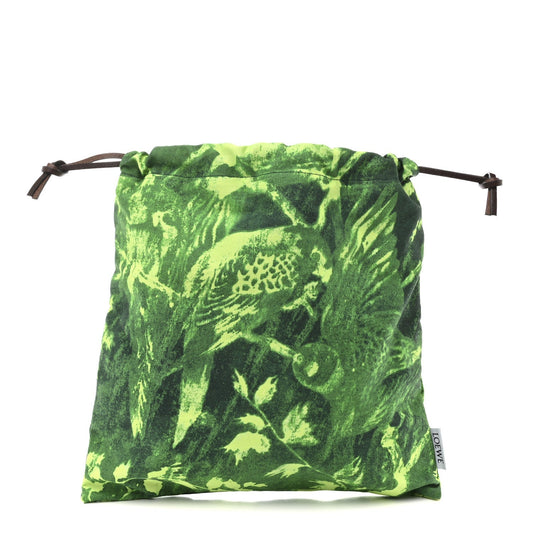 Canvas Paula's Ibiza Parrot Print Small Drawstring Pouch Green