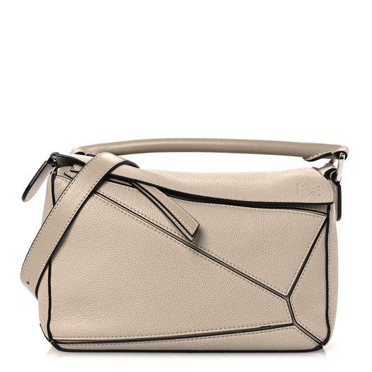Grained Calfskin Small Puzzle Bag Sand