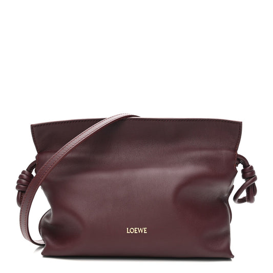 Calfskin Mini Flamenco Knot Clutch Dark Burgundy