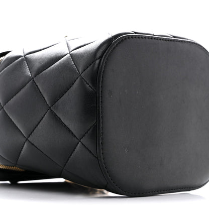 Lambskin Quilted Trendy Vanity Case Black