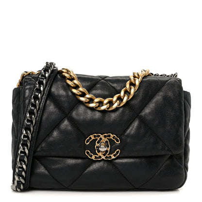Lambskin Quilted Medium Chanel 19 Flap Black